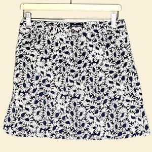 Woman's Nautica Daisy Flower Print Navy Skirt Size 2